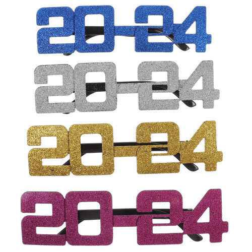 12Pcs Assorted 2024 Plastic Glasses New Year Party Use Eyewear
