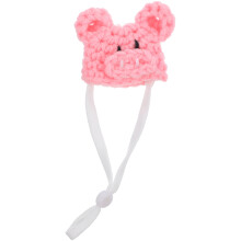 3Pcs Adjustable Pink Knitted Hamster Hat Small Pet Costume Accessory