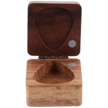 4Pcs Wooden Guitar Pick Case Light Brown Wood Pick Holder Box