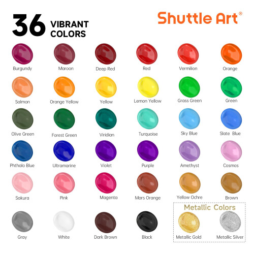 Shuttle Art Acrylic Paint Set - 36 Colours (60ml 1