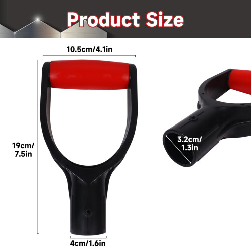 D Shaped Plastic Shovel Handle,Garden Grip Spade Handle Replacement 32mm Inner Diameter Plastic Spade Digging Raking Tools Red 1