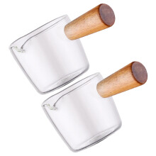 8Pcs Clear Espresso Glass Cups with Wood Handle for Coffee and Syrup