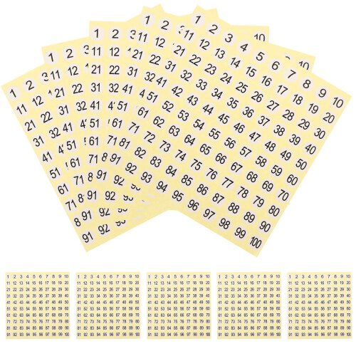 Light Yellow Self-Adhesive Numbered Stickers for Home Organizing