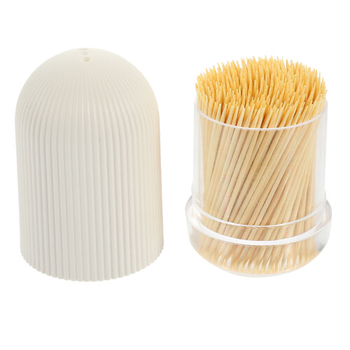 3Sets Disposable Wooden Toothpicks with Case Light Yellow Home Use
