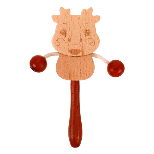 4Pièces Hochet Traditionnel Bois Bébé Amusement Durable