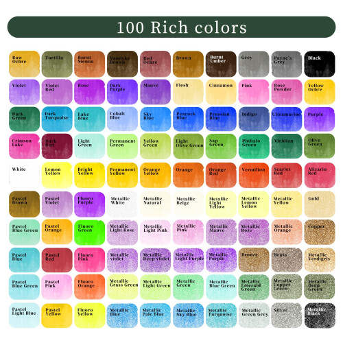 Artecho Watercolour Paint Set 100 Colors in Portable Box Including 1