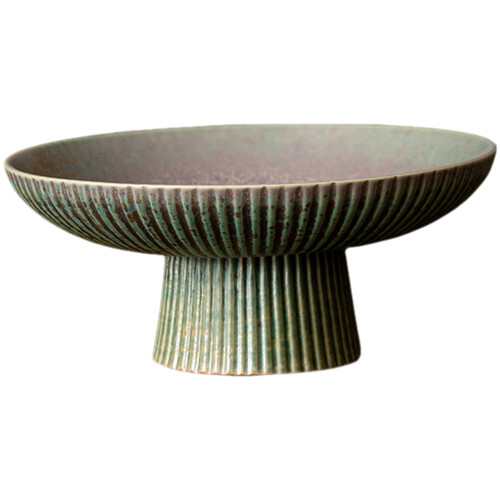 2Pcs Multi-Use Footed Fruit Dish Ceramic Tray for Home and Decor