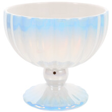 3Pcs Sky-Blue Ceramic Ice Cream Bowl High Base Dessert Cup for Storage