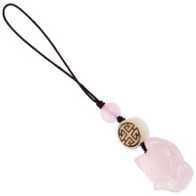 4Pcs Pink Chalcedony Phone Case Charm Strap Keychain Decoration