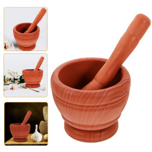 3Sets Brown Plastic Pestle and Grinding Bowl for Kitchen Seasonings