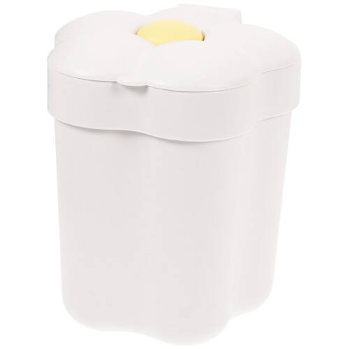 4Pcs White Small Trash Bin with Lid Sturdy Plastic Home Wastebasket