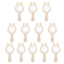48Pcs Decorative Beige Wooden Kids Mirrors DIY Craft Accessories