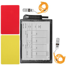 2Sets Portable Soccer Referee Kit PVC Cards Metal Whistles Pen Notepad