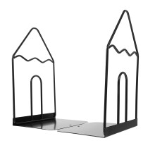 3Pcs Iron Book Ends Sturdy Black Desktop Book Holder for Students