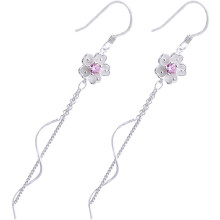 4Pairs Pink Flower Tassel Earrings Long Dangle Drop Earrings for Women