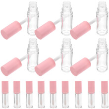 30Pcs Compact Pink Empty Lip Balm Tubes with Wand Refillable Petg