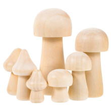 3Sets Khaki Wooden Mushroom Figurines for Home and Party Decorations