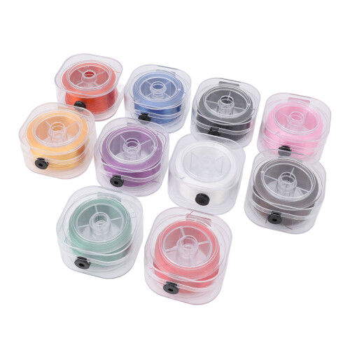 10pcs Flat Elastic Bracelet String 0.8mm 90m for Jewelry Making