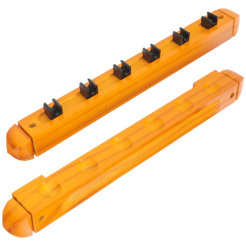 4Sets Holz Pool Queue Rack Wandmontage Mehrloch Gelb Billiardhalter