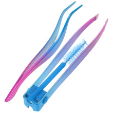 2Sets Double-End Metal Tweezers for Eyebrow Trimming Comfortable Grip