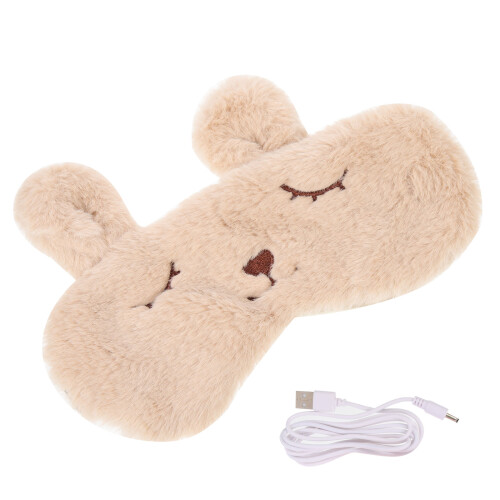 4Pièces Cache-Yeux USB Beige Réchauffants Rechargeables À