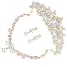 2Ensembles Diadèmes Fille Rigides Strass Kit Collier Boucles Clip