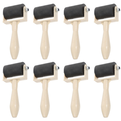 16Pcs Portable Black Rubber Brayers Lightweight Craft Rollers for Kids