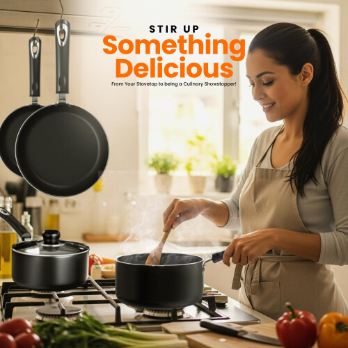 KICHLY Set of 8 Non-Stick Pots and Pans Cookware 1