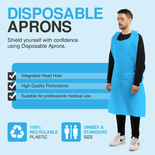 200 Disposable Aprons Blue Flat Pack Multipurpose 1