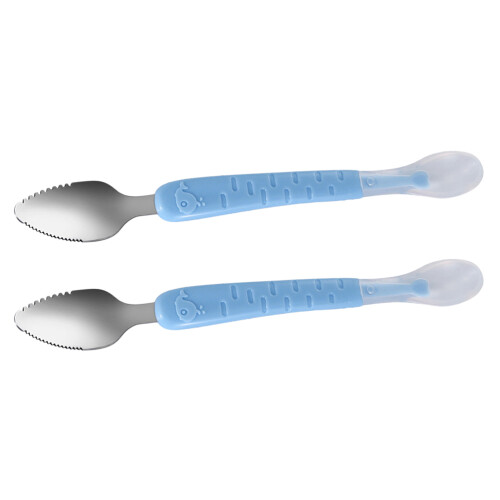 2Pièces Cuillères Bébé Double Face Ergonomiques Purée Fruit Acier