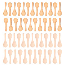 50 Peças de Pequena Colher de Madeira Natural Colher de Madeira Mel Teaspoon para Cozinha (Cor Misturada)