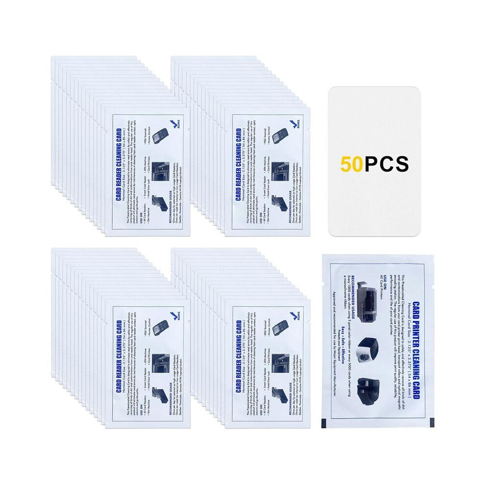 Cr80 Card Reader Cleaning Cards, 50Pcs Dual Side Card Reader Cleaner, Pos Swipe Terminal Cleaning Cards 4713063055851