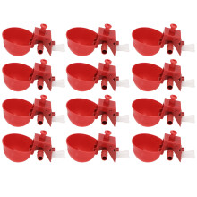 24Pcs Portable Red Plastic Bird Feeder Household Waterer for Pet Birds