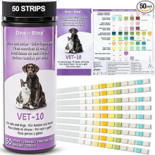 One Step Pet Urine Testing Strips, 50 x Urinalysis Parameter Tests for Dogs, Cats, Vets, Accurate Testing for Veterinarians
