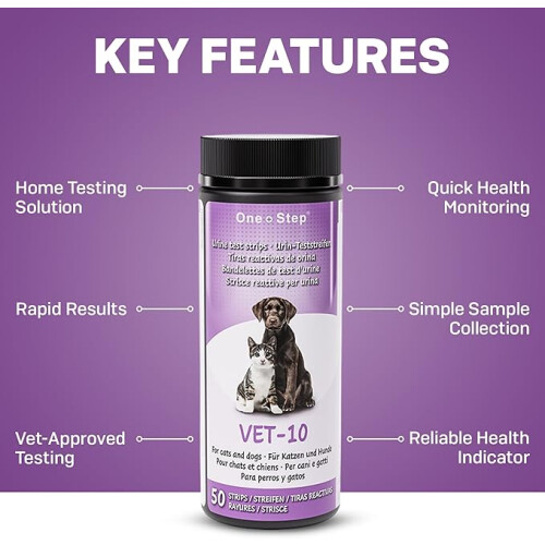 One Step Pet Urine Testing Strips, 50 x Urinalysis Parameter Tests for Dogs, Cats, Vets, Accurate Testing for Veterinarians 2