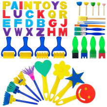 3Sets Kids DIY Painting Set with Colorful Sponges and Brush Tools