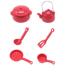 5Sets Mini Keukenwaren Rood Plastic Poppenhuis Accessoires