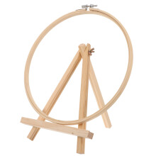 3Sets Stable Wooden Embroidery Circle with Stand for DIY Crafts