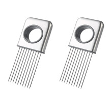 2PCS Stainless Steel Onion Slice Holder Onion Chopper Cutter Loose Meat Pin Vegetable Slicer for Lemon Potato Tomato
