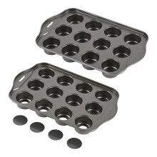 2 Pack Muffin Cheesecake Pan with Removable Bottom, 12 Cavity Nonstick Cupcake Pan