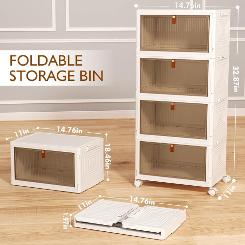 SavvyStor Storage Boxes with Lid 4Tier Plastic Storage Drawers Stacka 1
