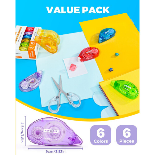Marsrock Glue tape - 6 Pack Double Sided Dots Glue roller tape 1