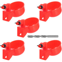 5Sets Red Plastic Replaceable Chicken Water Cups Household Accessory