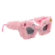 4Pcs Plush Fluffy Sunglasses Pink Resin Cute Party Accessory