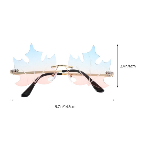2Stk Rimless Sonnenbrillen Bunt Maple Leaf Stylisch Leicht 1
