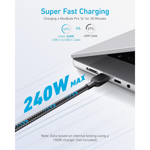 Anker Anker 240W USB C to USB C Cable (2Pack,6ft), USB C Charger Cable Fast 1