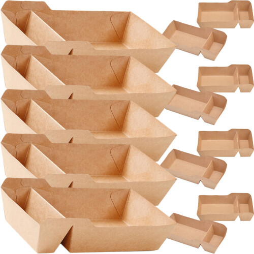 90Pièces Boîte Snack En Papier Marron Clair, Résistante Portable