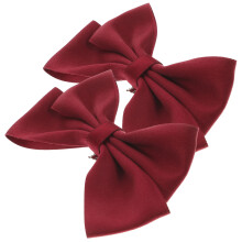 8Pcs Dark Red Bow Shoe Buckles Decorative Clips for Wedding and Party