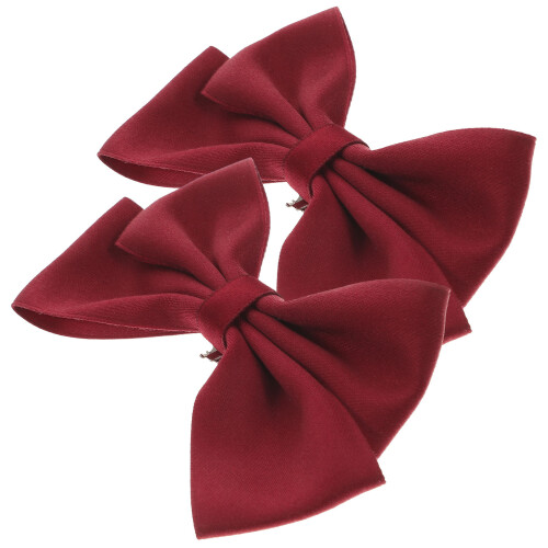 8Pcs Dark Red Bow Shoe Buckles Decorative Clips for Wedding and Party