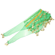 4Pièces Ceinture Jupe Verte En Chiffon À Sequins Pour Danseuse